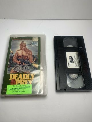 Deadly Prey Vhs (cutbox) Rare Oop Library Vhs Vintage Action Film