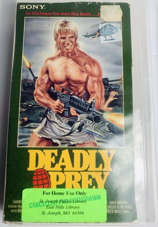 Deadly Prey VHS (cutbox) Rare OOP Library VHS Vintage Action Film 2