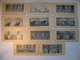 Antique Stereoscope Cards Boer War Military Ships Soldiers