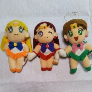 1990s Japanese Antique Bandai Sailor Moon 18cm Plush Doll Set Of 3 Very Rare