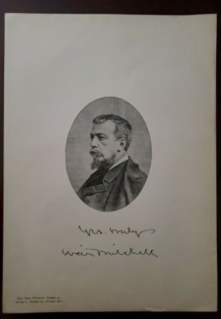 S Weir Mitchell Rare Signed 1887 Vintage 7x10 Photo,  American Scientist Novelist