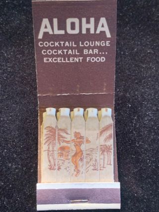 Vintage Matchbook Cover Tiki Bar Aloha Indianapolis Hula Girls On Matches Rare