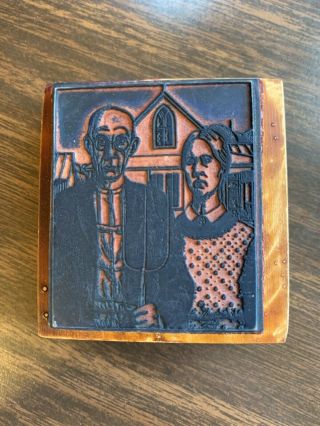 PSX 1983 - AMERICAN GOTHIC GRANT WOOD COUPLE PITCHFORK RUBBER STAMP MUSEUM RARE 2