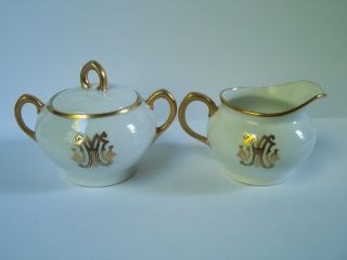 Antique Zs & Co White Gold Porcelain Cream Pitcher Sugar Bowl Set Bavaria