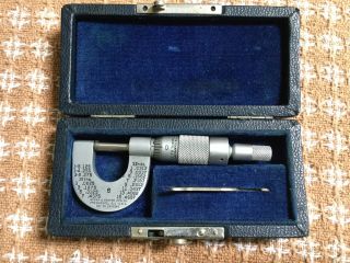 Rare Vintage Brown & Sharpe 1/2” Od Micrometer W/ Carbide Tips And Box