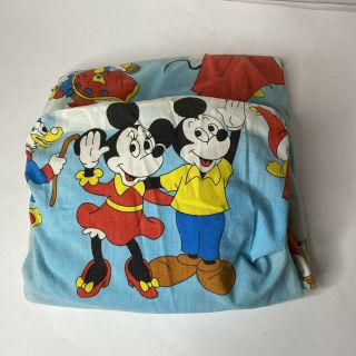 Vintage Mickey Minnie Mouse Donald Duck Twin Fitted Sheet Repurpose Sew Usa