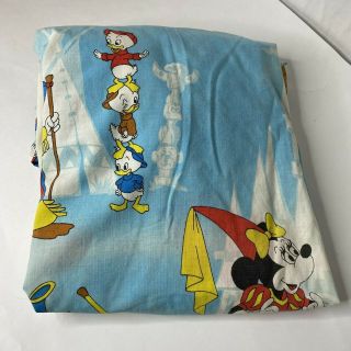 Vintage Mickey Minnie Mouse Donald Duck Twin Fitted Sheet Repurpose Sew USA 2