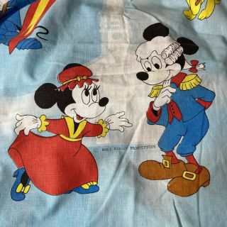 Vintage Mickey Minnie Mouse Donald Duck Twin Fitted Sheet Repurpose Sew USA 3