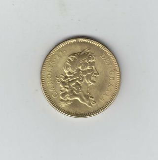 Rare 1672 Charles Ii Gold Coloured 5 Guineas,  37.  5mm Diameter,  26.  5gms