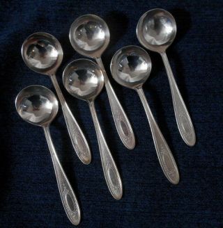 6 Monroe Silver S.  E.  B.  Silver Plated E.  P.  N.  S.  Soup Spoons (national Silver Co)