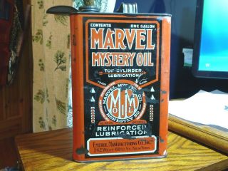 Rare Style Vintage Marvel Mystery Oil Emerol Mfg Co.  1 Gallon Orange Can Empty