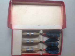 A Very Rare Set Of Vintage Wooden/feather 18g Darts