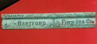 Antique 1885 Tin Litho Hartford Fire Ins.  Co Advertising Clip Board Top Conn Rare