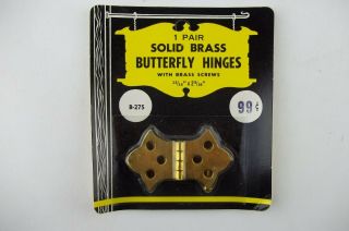 2 Vintage Solid Brass Butterfly Hinges W/ Screws 13/16 " X 2 5/16 ",  Door Chest