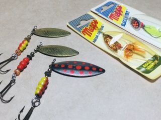 5 X Vintage Mepps Spinner Lures,  Rare Collectables Made In France 1960s & 70s
