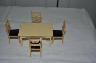 Vintage Renwal Doll House Furniture Kitchen Table K67 4 Chairs K63 - 1950’s