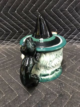 Rare Vintage Ceramic Witch TOBY Style TEAPOT with Lid Japan Hand Painted Cat 2
