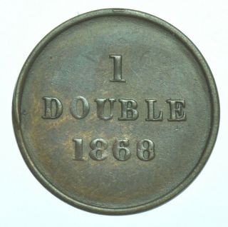 Rare Guernsey Victoria Double,  1868/30,  68 Over 30,  Coin [only 64368 Minted] Gvf