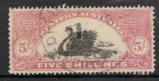 Western Australia,  Revenue 1922/30 Longswan R135c 5/ - Shilling Fu Rare