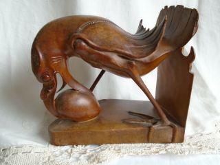 Antique Carved Wood Bird Balinese Dutch Colonial Art Deco