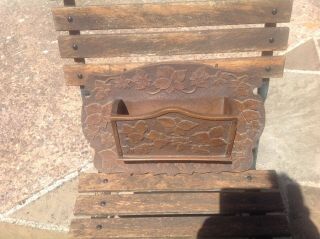 Arts And Crafts Hand Carved Fruitwood Letter Rack Ivy Leaves 26 Cm High X 39 Cm