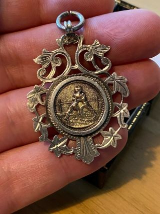 Antique Solid Sterling Silver 925/9ct Gold Pocket Watch Fob/pendant P&p