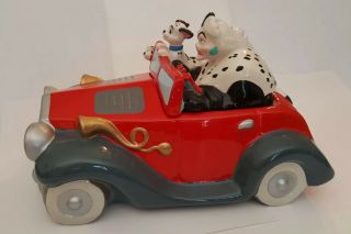 Disney 101 Dalmations Cruella De Vil In Car Ceramic Cookie Jar,  Retired,  Rare