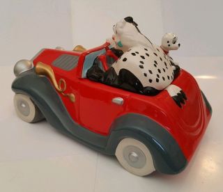 Disney 101 DALMATIONS Cruella De Vil in car Ceramic Cookie Jar,  RETIRED,  RARE 2