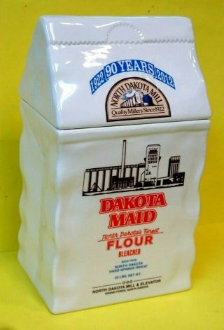 Rare Ltd Edition 2012 North Dakota Mill & Elevator Ceramic Flour Bag Cookie Jar