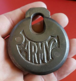 Antique Rare Us United States Army Military Padlock Collectible Ww1,  Ww2