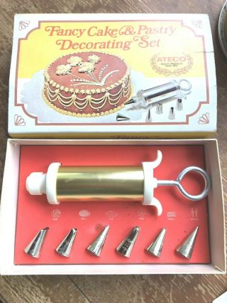 Ateco Fancy Cake&pastry Decoratingset,  Vintage,  Complete W/10 Tips,  Box701