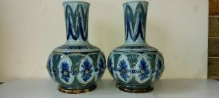 Two Antique Doulton Lambeth Stoneware Vases.  Dated 1876.