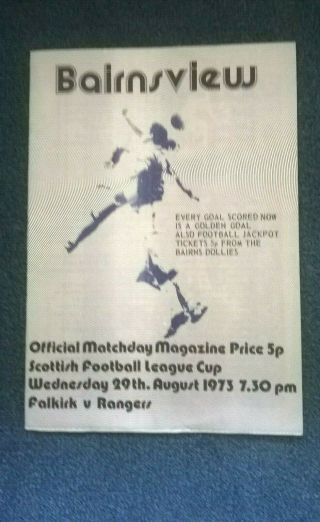 Rare Falkirk V Rangers 73/74 L.  C.  (29/8/1973)