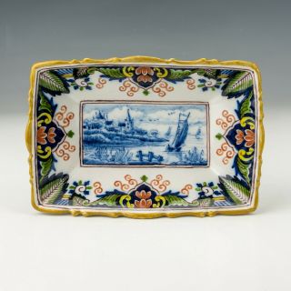 Antique Makkum Dutch Delft Pottery - Blue & White Country Scene Painted Dish