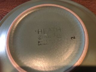 5 - Rare Vintage Heath Ceramic Salad Plates - Green Rim/Brown.  7 1/4 