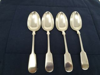 4 X Vintage Pelham Plate Fiddleback Dessert Spoons Silver Plate Vgc