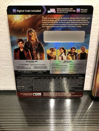 Solo: A Star Wars Story - 4k Ultra HD/Blu ray with RARE Slipcover 3