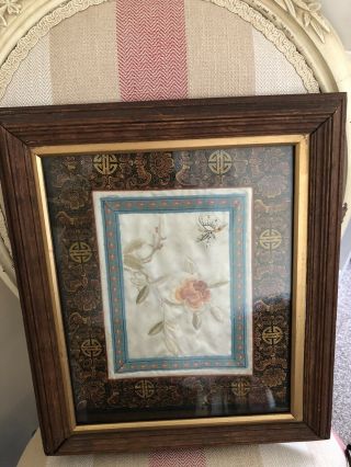 Vintage Framed Chinese Silk Embroidery Picture