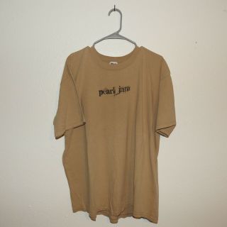 Vintage Pearl Jam T Shirt Typewriter Logo Tour Xl Anvil Rare Promo 90s Tan Crew