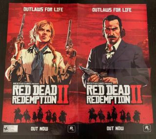 Rare Red Dead Redemption Poster 2 Sided Poster / 24” X 22”