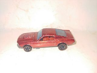 Vintage 1967 Mattel Hot Wheels Red Custom Mustang Redline Car,  Rare Red Interior