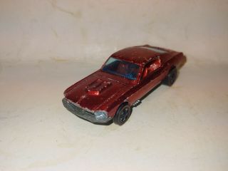 Vintage 1967 Mattel Hot Wheels Red Custom Mustang Redline Car,  Rare Red Interior 2