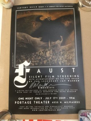 Dave Mckean (sandman,  Mirrormask) Signed Movie Poster - Faust 17” X 11” Rare