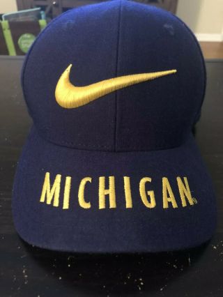 Rare Vtg 90s Nike Michigan Wolverines Hat Big Swoosh Snapback Team Sport