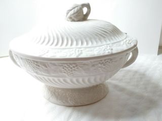 Rare White Ceramic Vintage Ware Design With Handles On Side
