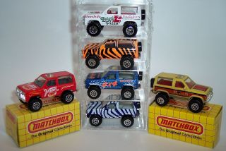 Six " Matchbox” Ford Bronco Ii 4x4 Monster Trucks Including Rare Tan Color