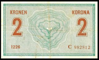AUSTRIA / HUNGARY EMPIRE 1914 / 2 ZWEI KRONEN,  KET KORONA,  P 17 VG/F / RARE 3