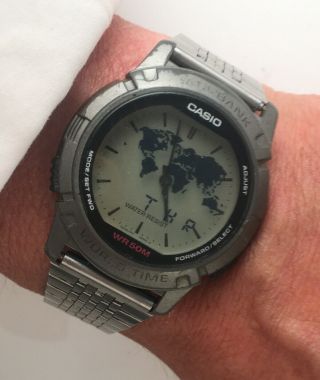 Casio Twincept Data Bank Abx - 20,  World Time Wrist Watch,  Vintage Digi/ani Retro