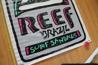 REEF Brazil Surf Sandals Rare 1980 ' s Neon Quiksilver Surfing 40x48in.  Banner 2