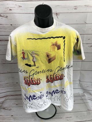 Vintage 1992 Genesis All Over Print Tour T - Shirt Size Large Single Stitch Rare